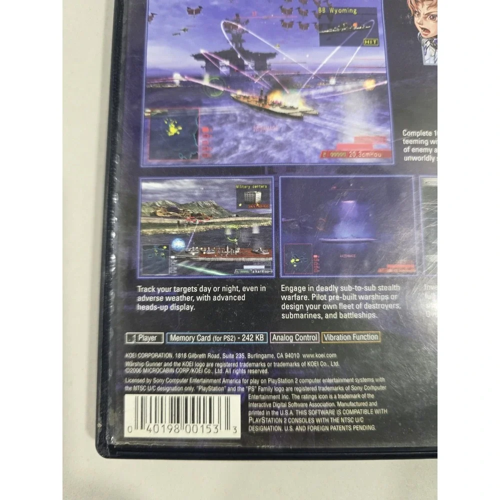 Warship Gunner 2 PS2 COMPLETE CIB (Sony PlayStation 2, 2006) Koei Sim